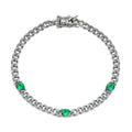 Silver 925 Green CZ Curb Link Bracelet - BGB00357GRN | Silver Palace Inc. #color_green