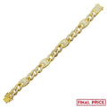 Silver 925 Gold Plated CZ Encrusted Figaro Mariner Bracelet 14.5mm - GMB00077GP | Silver Palace Inc. #plating_gold