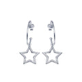 Silver 925 CZ Semi Hoop Dangling Star - BGE00665 | Silver Palace Inc.