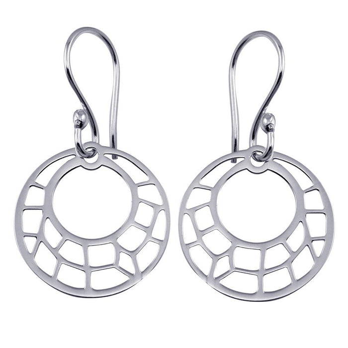 Silver 925 Dangling Flat Round Design Earrings - TRE00002 | Silver Palace Inc.