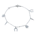 Silver 925 High Polished Lucky Charms Link Anklets - DIA00009 | Silver Palace Inc.