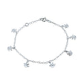 Silver 925 High Polished Outline Dove Charm Link Anklets - DIA00008 | Silver Palace Inc.