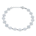 Silver 925 High Polished Outline Flower Link Anklets - DIA00007 | Silver Palace Inc.