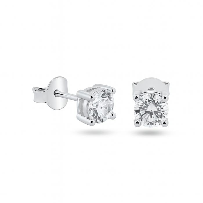 925 Sterling Silver Moissanite Round Push Back Earring - MBGE00003