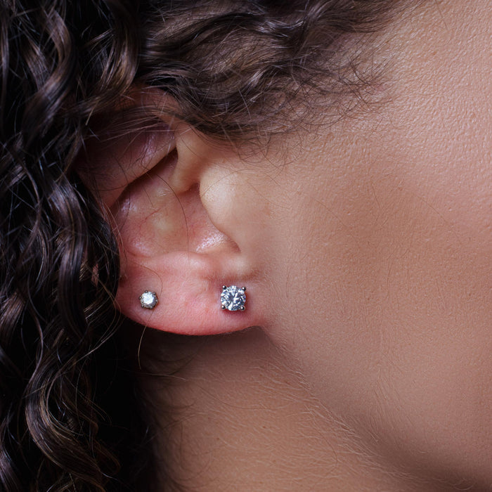 925 Sterling Silver Moissanite Round Push Back Earring - MBGE00003
