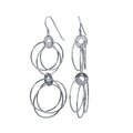 Silver 925 Rhodium Dangling Circular Earrings - E00004 | Silver Palace Inc.