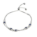 Silver 925 Rhodium Toned Plated Multi Chain Evil Eye Blue CZ Lariat Bracelet - GMB00070 | Silver Palace Inc.