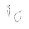 Silver 925 Rope Design Semi Hoop Single - STE01348 | Silver Palace Inc.
