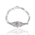 925 Sterling Silver Saint Benedict Rotating Medal Intricately Detailed Figaro Bracelet - CDIB00049