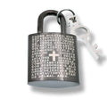 Black Rhodium Plated Stainless Steel Padlock Prayer Key 19mm x 33.5mm Pendant - SSP00264