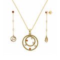 Clearance - Gold Plated 925 Sterling Silver Circle CZ  Rope Necklace and Earrings Set - STS00172