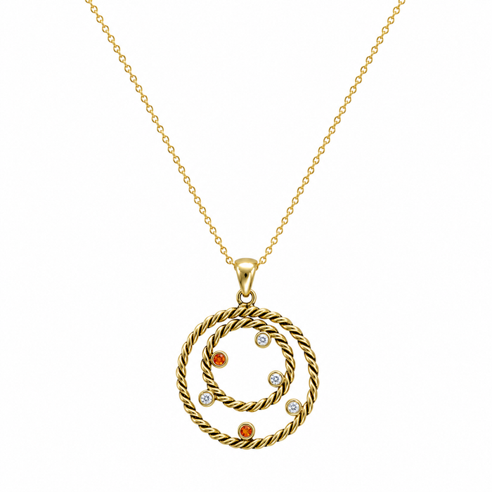 Clearance - Gold Plated 925 Sterling Silver Circle CZ  Rope Necklace and Earrings Set - STS00172
