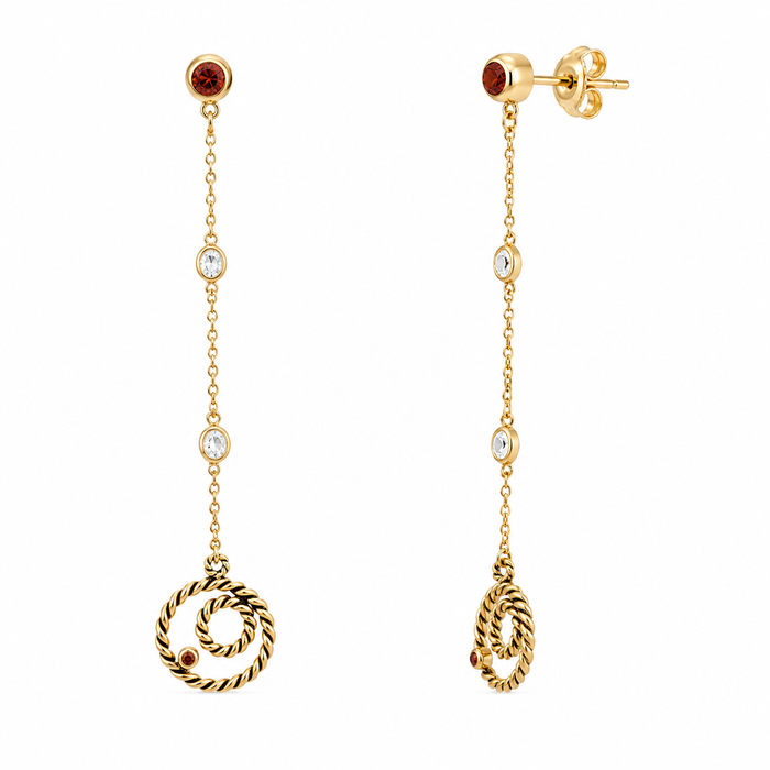 Clearance - Gold Plated 925 Sterling Silver Circle CZ  Rope Necklace and Earrings Set - STS00172