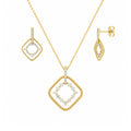 Silver 925 Gold Plated Diamond Shape Dangling CZ Sets - STS00139 | Silver Palace Inc.