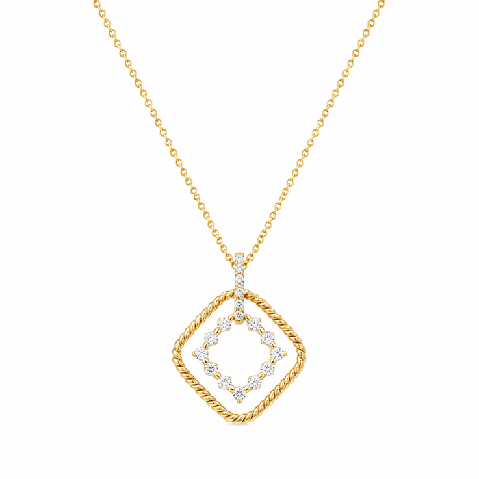 Silver 925 Gold Plated Diamond Shape Dangling CZ Sets - STS00139 | Silver Palace Inc.