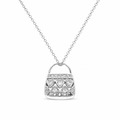 Clearance-Rhodium Plated 925 Sterling Silver Multi Heart CZ Purse Necklace - BGP00081