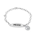 Closeout-Rhodium Plated 925 Sterling Silver Peace Charm CZ Bracelet - STB00317 | Silver Palace Inc.