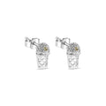 Clearance-Rhodium Plated 925 Sterling Silver Small Basketball Rim YLW CZ Earrings - STEM134-YL
