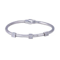 Closeout-Rhodium Plated 925 Sterling Silver Square CZ Magnetic Lock Bracelet - ECB00066RH | Silver Palace Inc.
