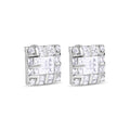 Clearance-Rhodium Plated 925 Sterling Silver Square INV Clear CZ Earrings- STEM131