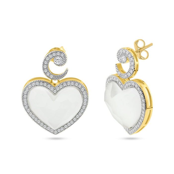 Rhodium Plated 925 Sterling Silver Synthetic Stone and CZ Heart Set - BGS00407 | Silver Palace Inc.