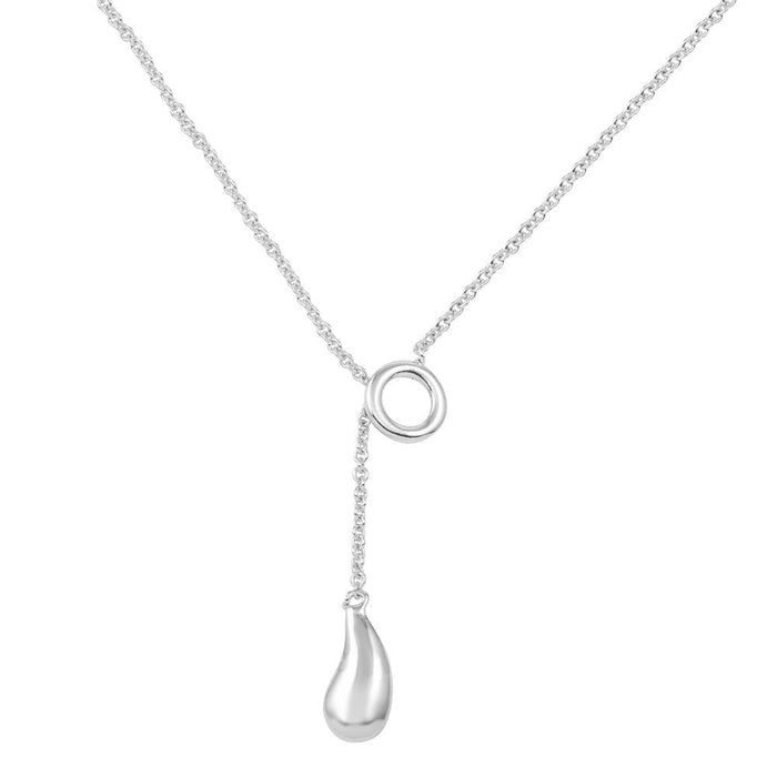 Closeout-Silver 925 Rhodium Plated Teardrop Necklace - STP00002 | Silver Palace Inc.