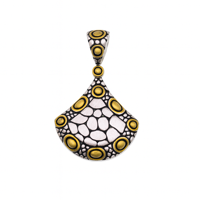 Clearance-Sterling Silver Matte Finish 2 Toned Rock Design Pendant - SPP00027