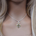 Clearance-Two-Tone 925 Sterling Silver Matte Finish  Cross Fleury Pendant - SPP00015