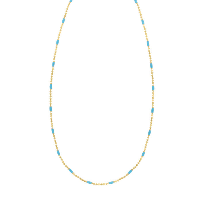 Gold Over Silver Enamel Beaded Chain Necklace