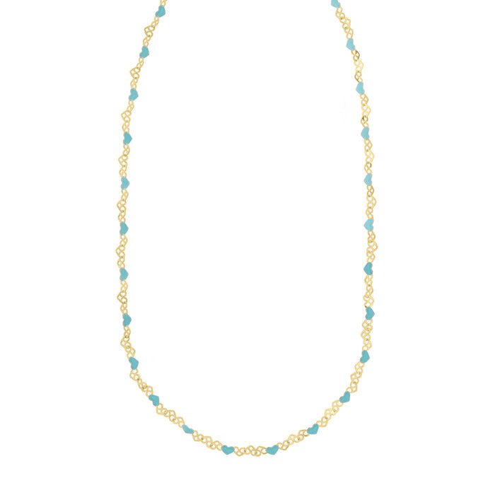 Gold Over Silver Enamel Hearts Chain Necklace