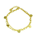 Silver 925 Gold Plated 5 Hearts Chain Bracelet - ITB00321-GP | Silver Palace Inc.