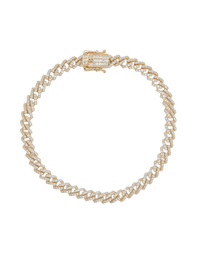 Gold Plated 925 Sterling Silver 5.5mm CZ Encrusted Monaco Chain or Bracelet - GMN00212GP GMB00129GP