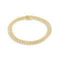 Gold Plated 925 Sterling Silver 6.6mm CZ Encrusted Monaco Chain or Bracelet - GMN00213GP GMB00130GP