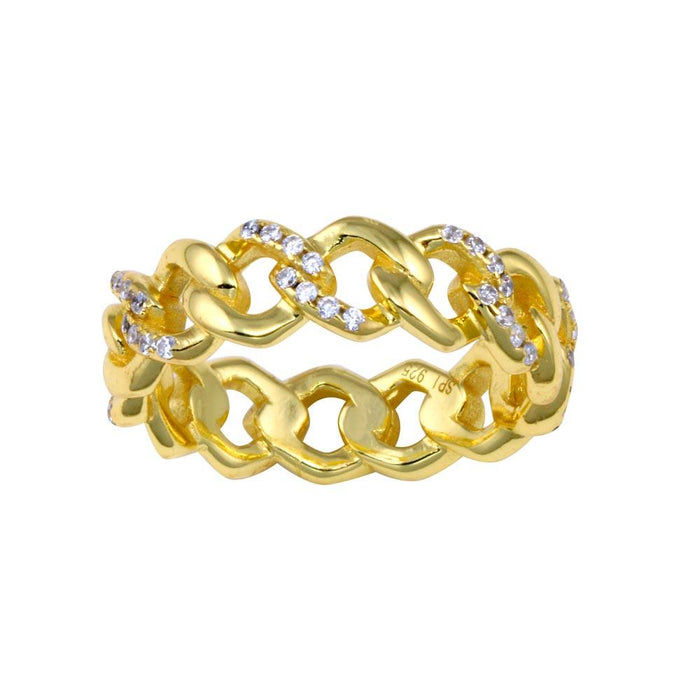 Silver 925 Gold Plated Curb Design Link Ring 5.8mm - STR01129GP | Silver Palace Inc.