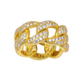 Silver 925 Gold Plated Curb Design Link Ring 9.8mm - STR01130GP | Silver Palace Inc.