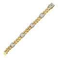 Silver 925 Gold Plated CZ Encrusted Cuban Mariner Link Bracelet 13mm - GMB00093GR | Silver Palace Inc.