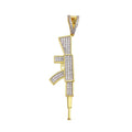 Silver 925 Gold Plated CZ Gun Hip Hop Pendant - SLP00196GP | Silver Palace Inc.