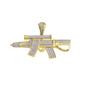 Silver 925 Gold Plated CZ Gun Hip Hop Pendant - SLP00198GP | Silver Palace Inc.