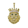 Silver 925 Gold Plated CZ King Lion Hip Hop Pendant - SLP00274GP | Silver Palace Inc.