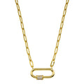 Silver 925 Gold Plated CZ Oval Necklace - STP01801GP | Silver Palace Inc.