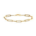 Silver 925 Gold Plated CZ Paperclip Bracelet - GMB00090GP | Silver Palace Inc.