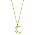 Silver 925 Gold Plated CZ Synthetic Mother of Pearl Crescent Moon Necklace - STP01775GP | Silver Palace Inc.