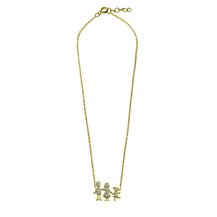 Gold Plated 925 Sterling Silver Daughter and Parents Family Necklace - GMN00081GP