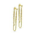 Silver 925 Gold Plated Double Strand Rope and Paperclip Stud Earrings - ITE00092-GP | Silver Palace Inc.