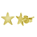 Silver 925 Gold Plated Flat Star Earrings - SOE00011 | Silver Palace Inc.