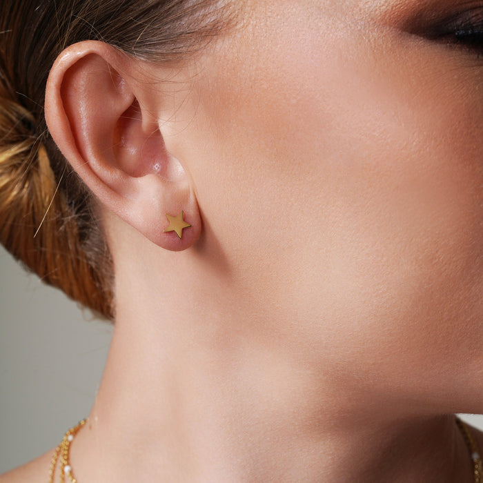 Gold Plated 925 Sterling Silver Flat Star Earrings - SOE00011