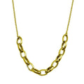 Silver 925 Gold Plated Large Oval Link Center Necklace - ITN00142-GP | Silver Palace Inc.