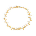 Gold Plated 925 Sterling Silver Leaves Link Bracelet - SPB00013GP