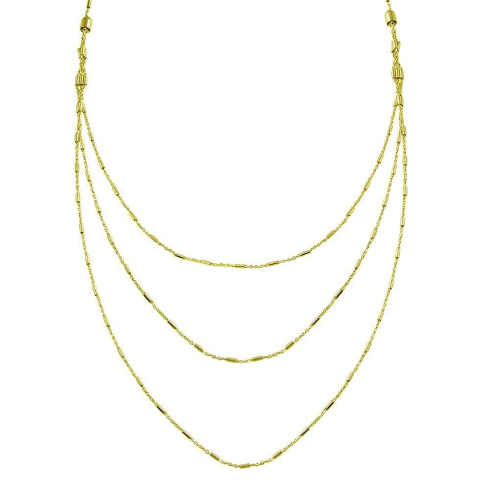 Silver 925 Gold Plated Multi Chain Bar Necklace - ECN00068GP | Silver Palace Inc.