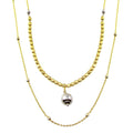 Silver 925 Gold Plated Multi Chain Cube and Bead Necklace - ECN00059GP | Silver Palace Inc.